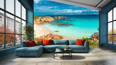 Amazing pink sand beach in Budelli Island, Maddalena Archipelago, Sardinia Wall mural