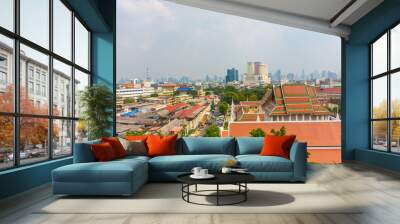 Cityscape of Bangkok from the golden Mount, Thailand Wall mural