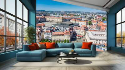 DRESDEN, GERMANY, 23 JULY 2020: aerial view of the main square of the historic center Wall mural