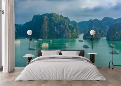 HA LONG BAY, VIETNAM, JANUARY 6 2020: Beautiful landscape of Ha Long Bay Wall mural