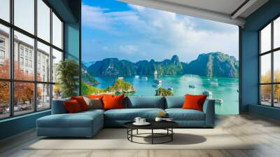 HA LONG BAY, VIETNAM, JANUARY 6 2020: Beautiful landscape of Ha Long Bay Wall mural