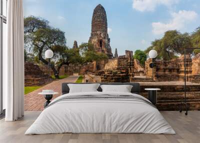 Ruins of Ayutthaya Temples, Thailand Wall mural