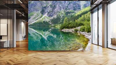 The beautiful lake of Morskie Oko in the Tatra Mountains, near Zakopane, Poland Wall mural