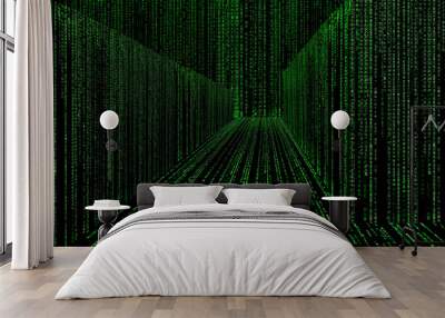 matrix style cyber corridor as big data storage Wall mural