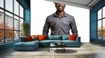 Black male architect standing up, body view, smiling Wall mural