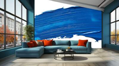 Blue stroke of paint, isolated on white, cut out Wall mural