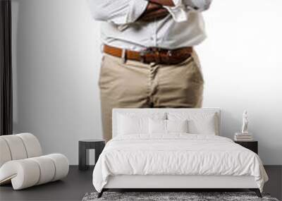 Full body photo of a smiling black male teacher, isolated on white Wall mural