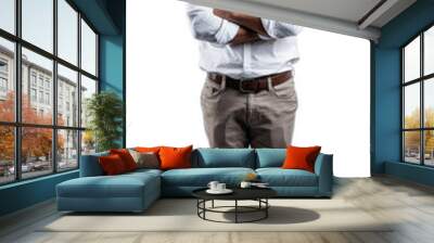 Full body photo of a smiling hispanic male engineer, isolated on white Wall mural