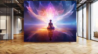 Spiritutal energy spirit healing meditation of the heart, in the style of futuristic imagery, light-focused Wall mural