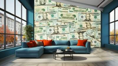 Many US dollar bills or notes on table Wall mural