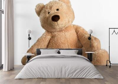 Old teddy bear isolated against white Wall mural