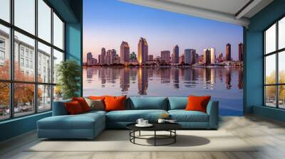 San Diego Skyline at sunset from Coronado Wall mural