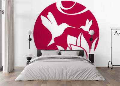 hummingbird and flower sign Wall mural