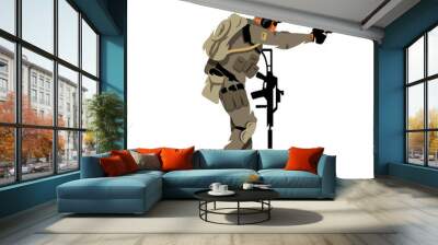 Vector Tactical shooting warrior Cartoon Illustration. Wall mural