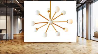 A large chandelier with many white and gold bulbs hanging from it Wall mural