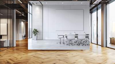 A large white board is on the wall of a conference room Wall mural