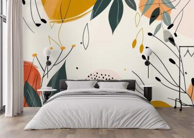 Botanical minimalism boho illustration Wall mural