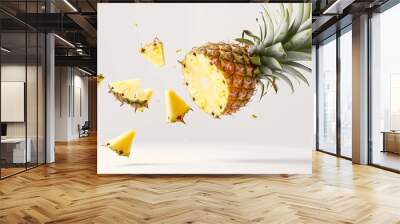 Pineapple slices with a white background. Wall mural