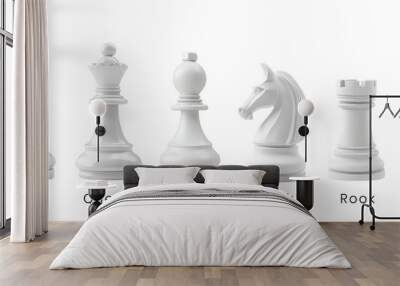 white chess pieces on white background Wall mural