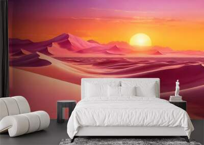 Beautiful Landscape Pink Sand Desert Sunset Background Wall mural