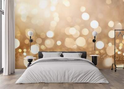 blurry beige pastel bokeh background light flares monochrome photo festive glittering texture Wall mural