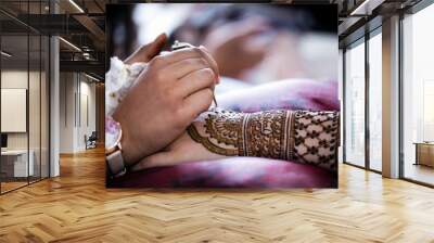 Indian bride's pre wedding henna mehendi close up Wall mural