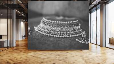 Indian bride's wedding jewellery necklace close up Wall mural