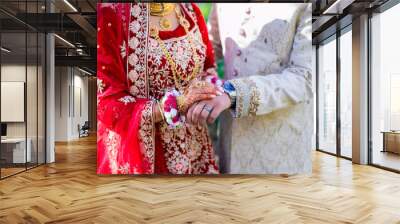 Indian couple's holding hands close up Wall mural