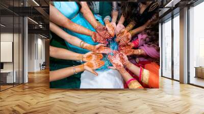 Indian girls' wedding henna mehendi mehndi multiple hands Wall mural