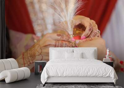 Indian Punjabi Sikh groom's wedding ritual jewellery close up Wall mural