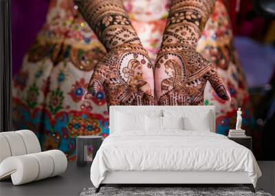 Indian wedding henna mehendi mehndi hands close up Wall mural