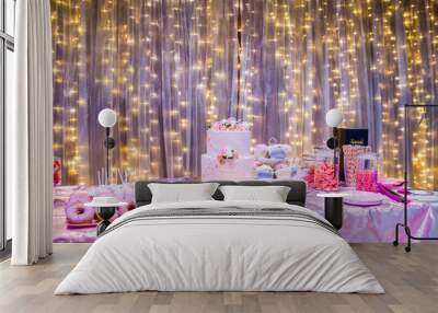 pink sweets and glitter Wall mural