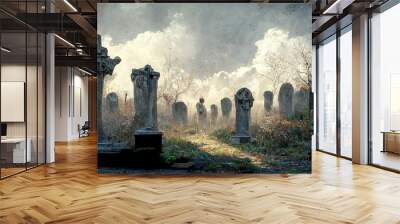 Old abandoned cemetery. Wall mural