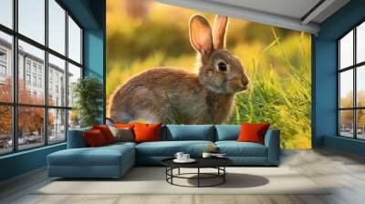 rabbit in the grass hd 8k wallpaper stock photographic image Wall mural