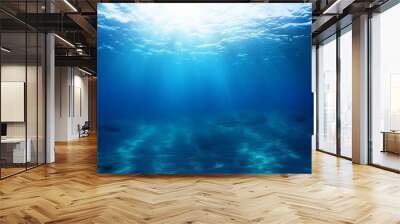 underwater sea deep water abyss with blue sun light Wall mural