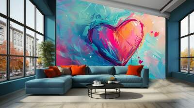 Illustration heart shaped, Valentine's Day concept Wall mural