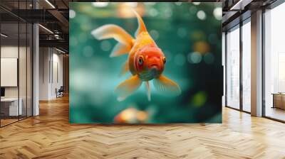 Red gold fish underwater , hungry fish , symbol of prosperity, luck and longevity, fulfillment of desires Wall mural