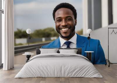 A successful African American businessman, wearing a blue suit, billionaire, American Dream Wall mural