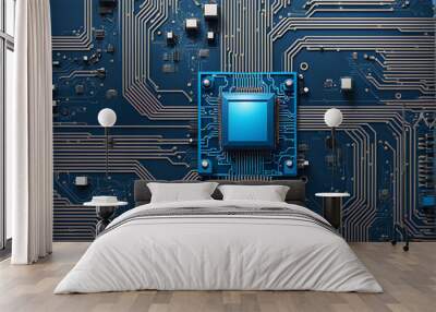 Chip circuit board design, artificial intelligence and Internet background, digital life Wall mural