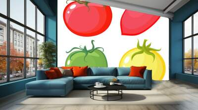 Set of four multi-colored kinds of tomato Wall mural