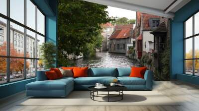 Bruges tourism streets and river Belgium Wall mural