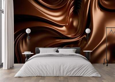 An illustration of a melted dark chocolate background. Created with Generative AI. Wall mural