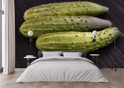 Green cucumbers. Low key. Wall mural