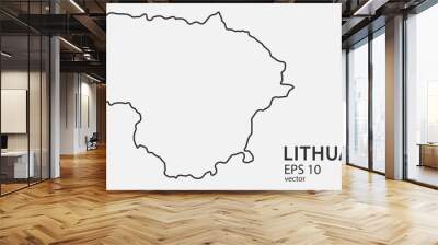 Vector line map of Lithuania. Vector design isolated on white background.	
 Wall mural