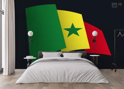 Waving Vector flag of Senegal. National flag waving symbol. Banner design element.
 Wall mural