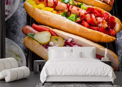 All beef dogs, variantion of hot dogs Wall mural