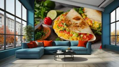 Scrambled eggs with tortillas Wall mural