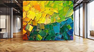 abstract rainbow bright colours. Oil painting style art. Density in the center of the image. mosaic tile style Wall mural