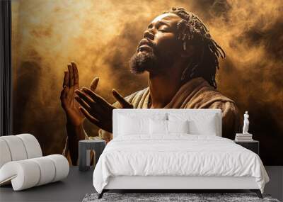 african american Jesus Christ performing miracle Wall mural