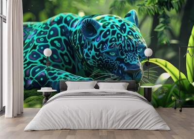 panther 3D animation cartoon style, colorful, happy, friendly, 3d cartoon, nature, outdoors Wall mural